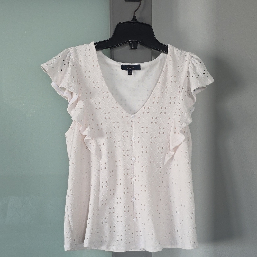 Eclair Women's Stretch Eyelet Fully Lined Blouse